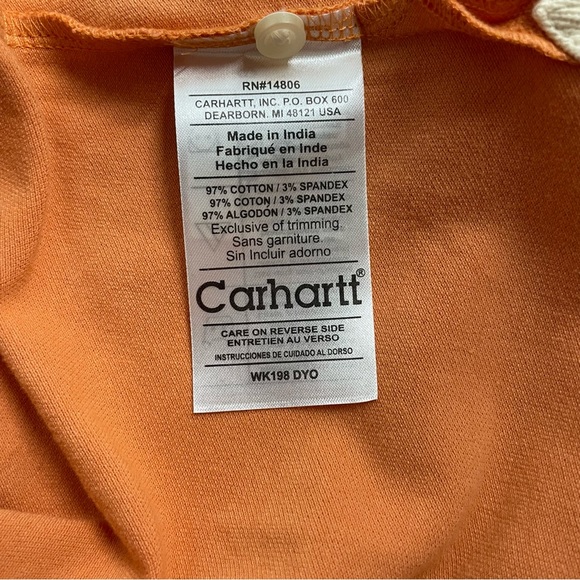 Carhartt Womens Polo Golf Shirt Size Small Short Sleeve Y2K Preppy Peach Orange - Picture 5 of 6